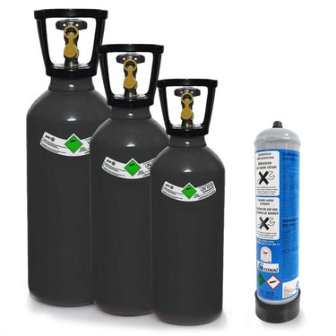 Bombole di CO2 Alimentari Ricaricabili e Usa e Getta per Distributori d'Acqua